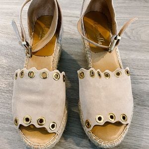 Marbella Wedge Sandals- Taupe w/Adjustable Ankle Strap